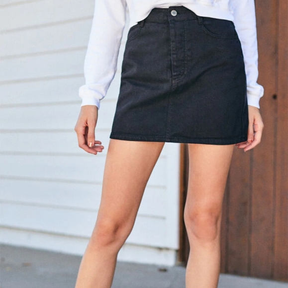 John Galt Black Denim Mini Skirt, Size Small - Picture 1 of 5